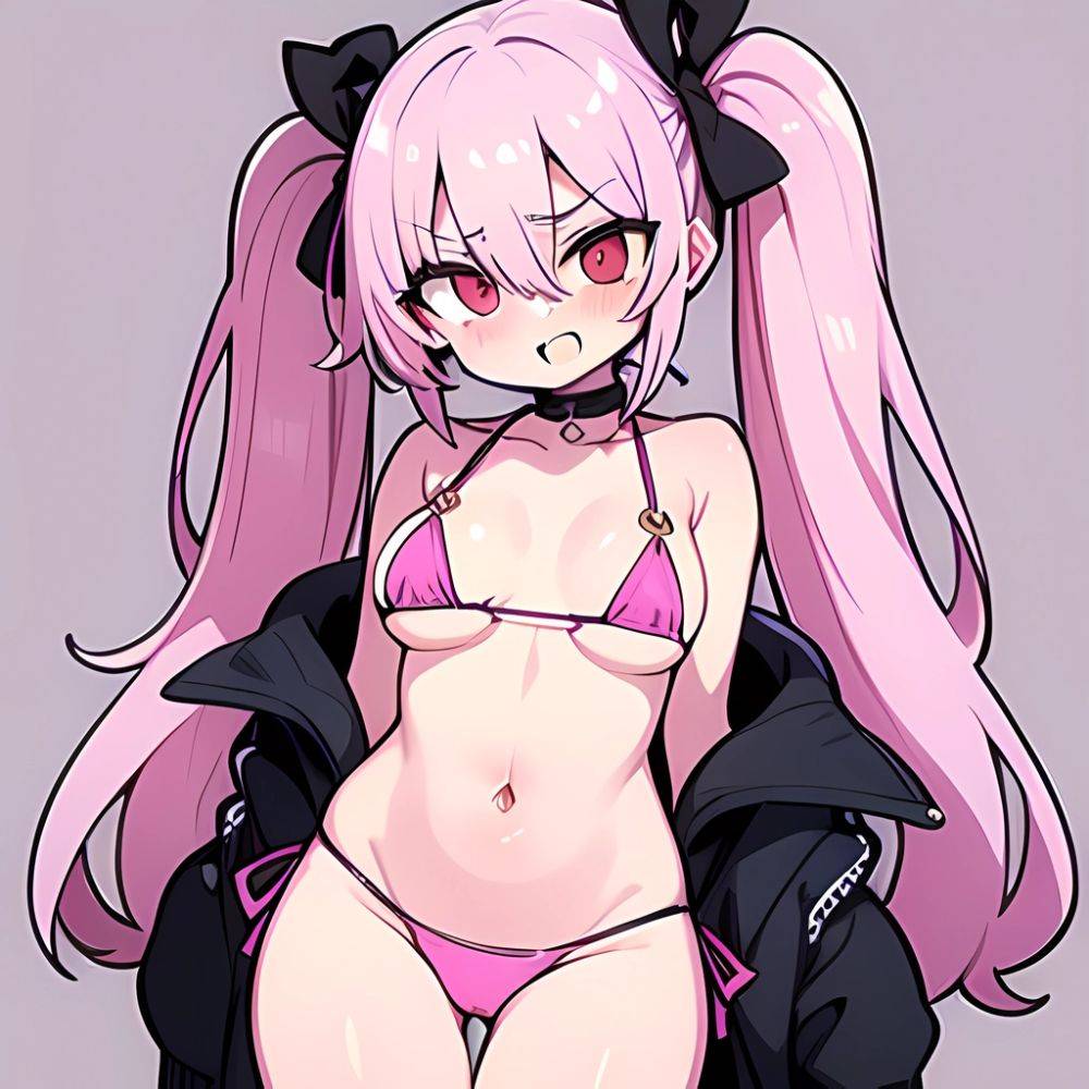 Bremerton Azur Lane 1girl Bare Shoulders Bikini Blush Breasts Choker Collarbone Cowboy Shot Crossed Bangs Fang Hair Between Eyes, 2068502744 - AIHentai - #main