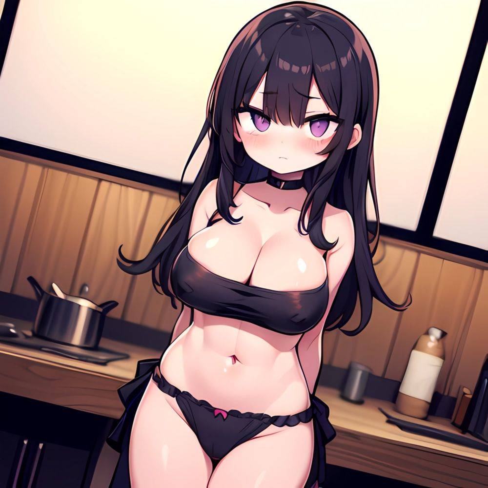 Fern Sousou No Frieren 1girl Apron Black Apron Black Panties Blunt Bangs Breasts Cleavage Collarbone Covered Navel Covered Nippl, 3453399843 - AIHentai - #main