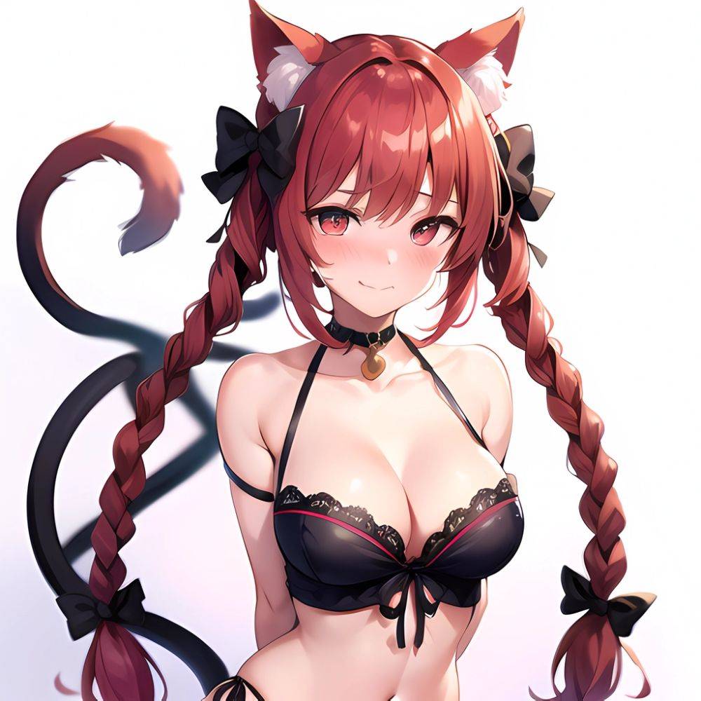 1girl Alternate Costume Animal Ear Fluff Animal Ears Arms Behind Back Bare Shoulders Black Bow Black Ribbon Blush Bow Braid, 3096342314 - AIHentai - #main