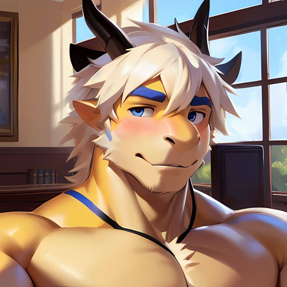 Male Anthro Muscle Kemono Dragon Penis Yellow Body Furry Blush White Mane Horns Chunie Meesh Kiyosan Sigma X Bara Detailed, 2285200298 - AIHentai - #main