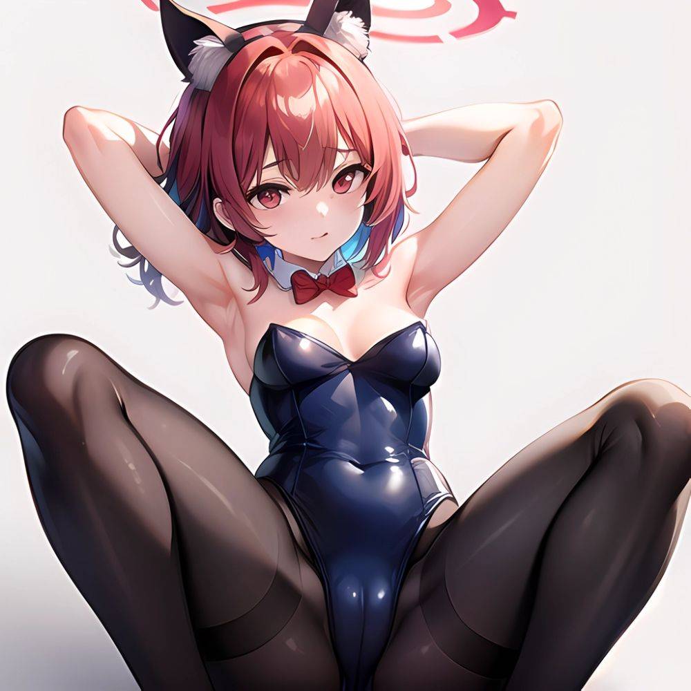 1girl Solo Animal Ears Armpits Black Hair Black Pantyhose Blue Archive Bow Bowtie Cat Ears Colored Inner Hair Coma Light825, 3366134138 - AIHentai - #main