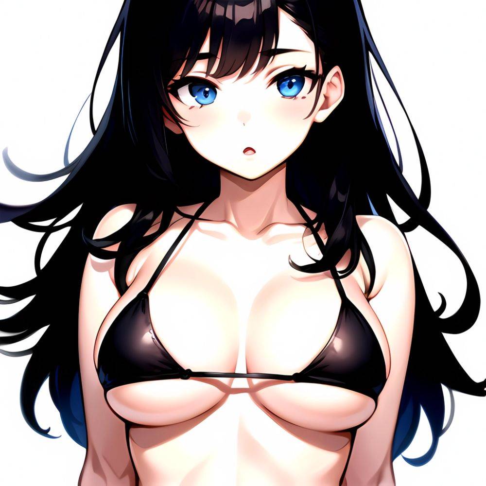 1girl O Absurdres Bikini Black Bikini Black Hair Blue Eyes Breasts Cleavage Collarbone Commentary Request Highres Large Breasts, 1709404500 - AIHentai - #main