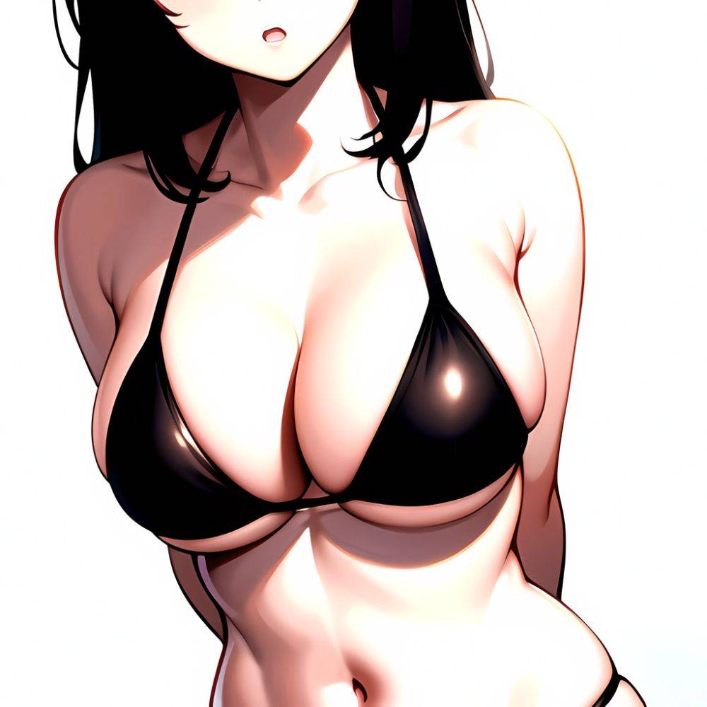 1girl O Absurdres Bikini Black Bikini Black Hair Blue Eyes Breasts Cleavage Collarbone Commentary Request Highres Large Breasts, 3523543055 - AIHentai - #main