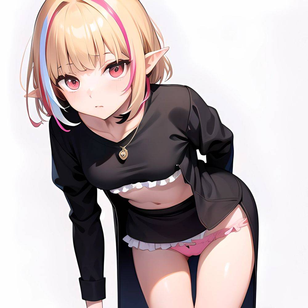 1girl Blonde Hair Frilled Panties Frills Highres Hip Bones Looking At Viewer Makaino Ririmu Multicolored Hair Navel Nijisanji No, 1103063752 - AIHentai - #main