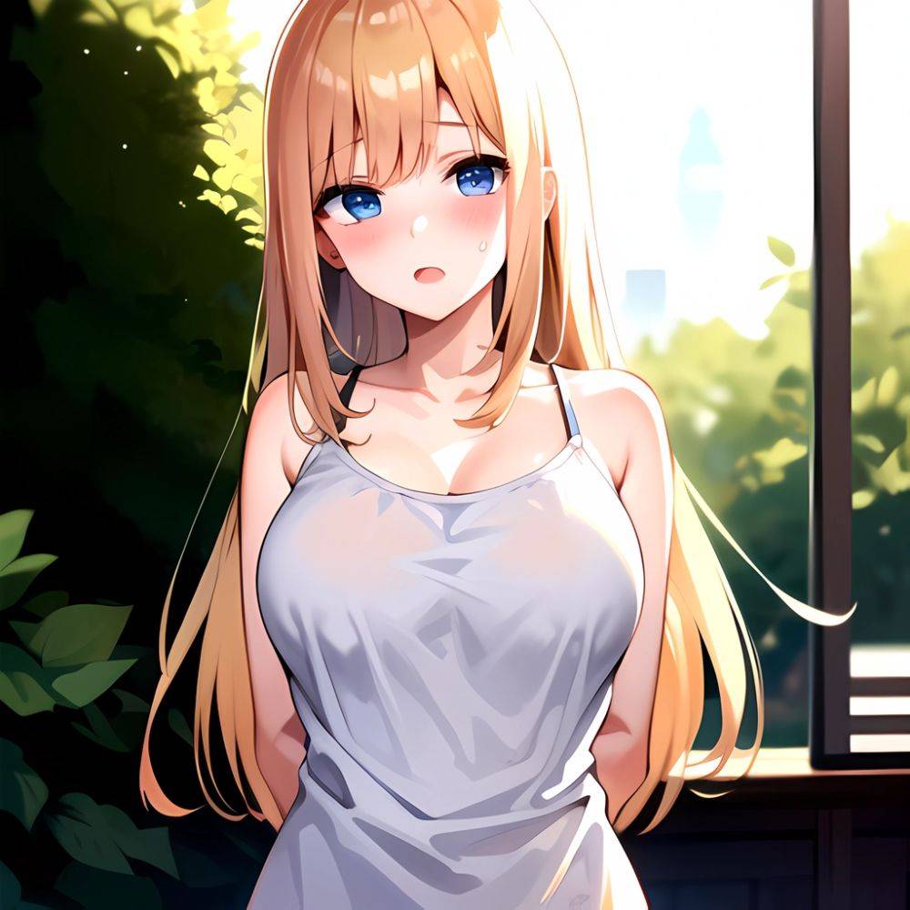 1girl Blonde Hair Blue Eyes Blush Breasts Go Toubun No Hanayome Miku Day Nakano Miku Arms Behind Back, 2540743596 - AIHentai - #main