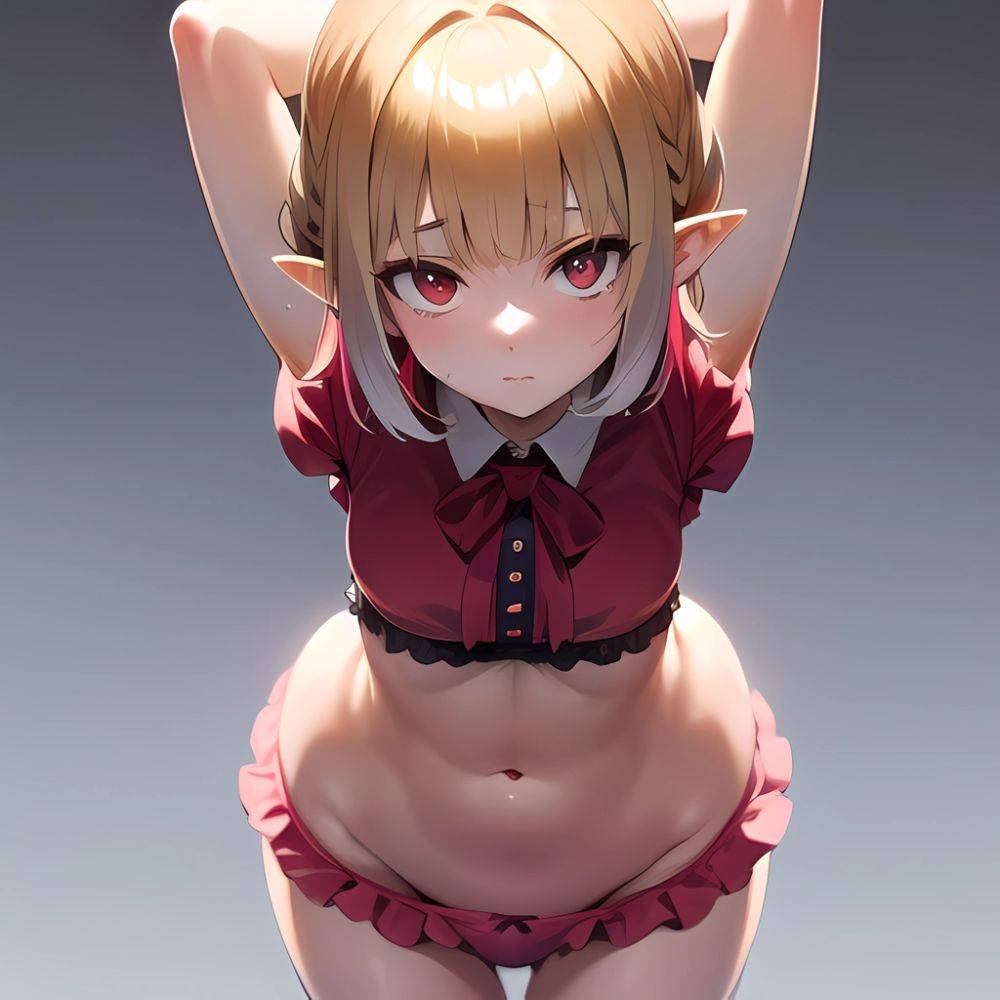 1girl Blonde Hair Frilled Panties Frills Highres Hip Bones Looking At Viewer Makaino Ririmu Multicolored Hair Navel Nijisanji No, 2667829351 - AIHentai - #main