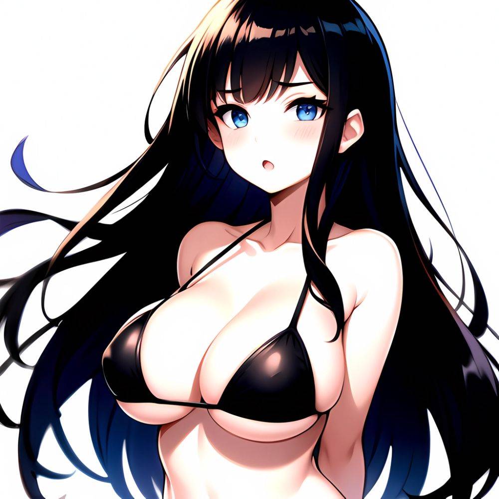 1girl O Absurdres Bikini Black Bikini Black Hair Blue Eyes Breasts Cleavage Collarbone Commentary Request Highres Large Breasts, 3653828462 - AIHentai - #main