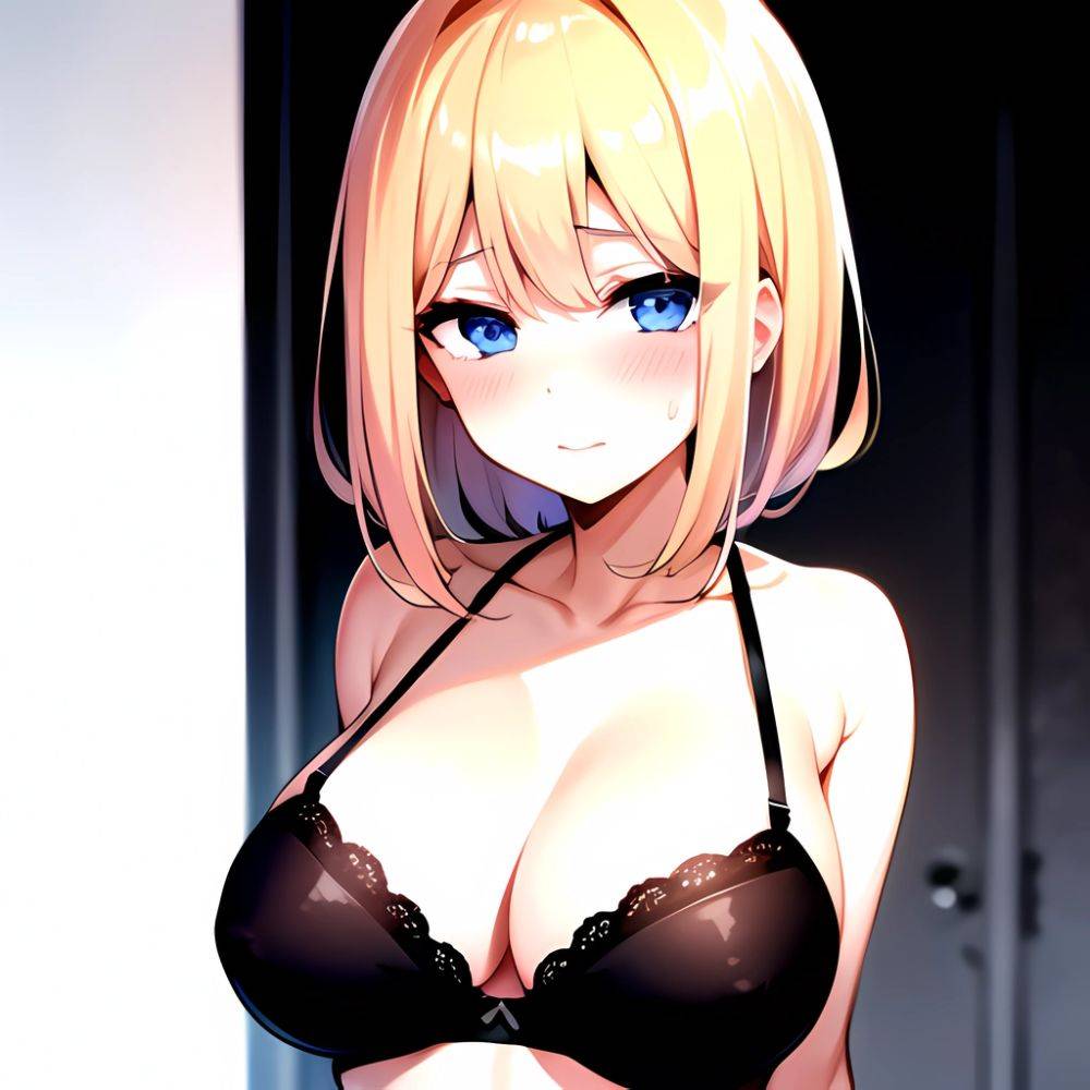 1girl Blonde Hair Blue Eyes Black Bra Blush Breasts Go Toubun No Hanayome Miku Day Nakano Miku Arms Behind Back, 489223498 - AIHentai - #main