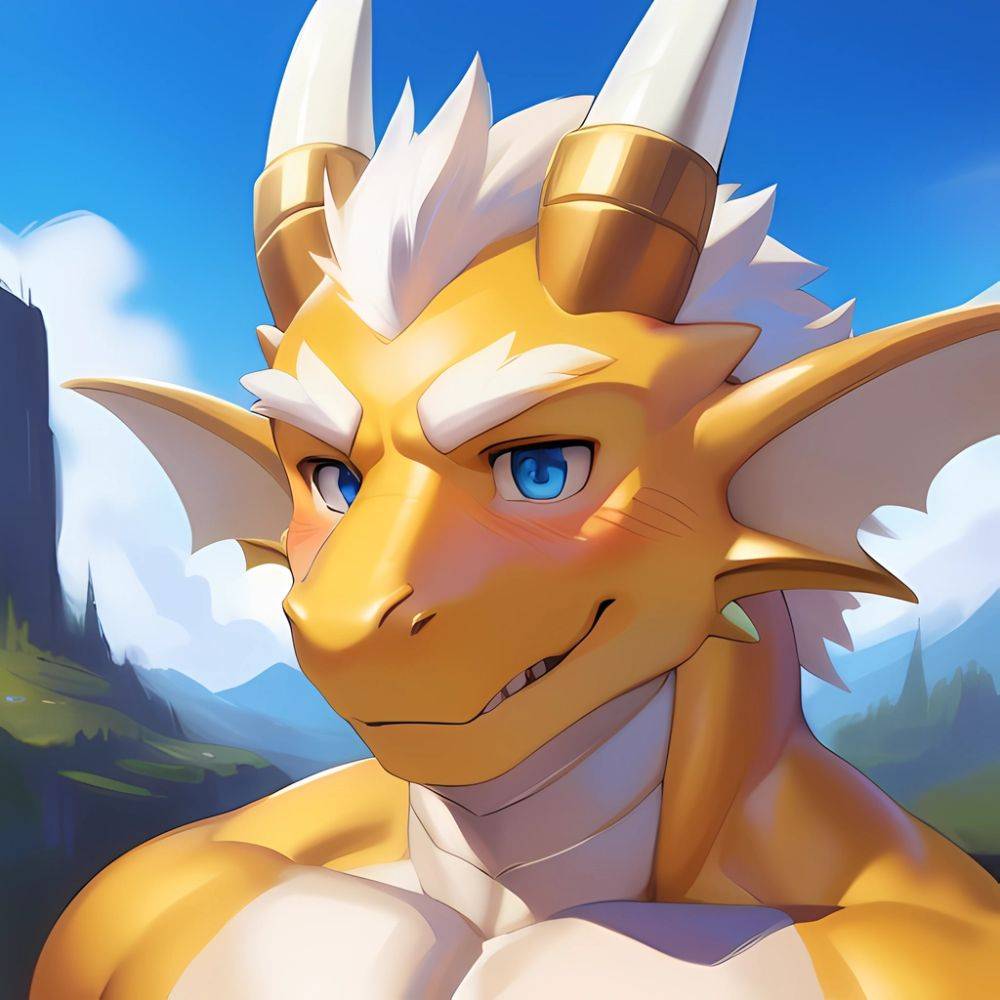 Male Anthro Muscle Kemono Dragon Penis 1 3 Yellow Body Furry Blush White Mane Horns Chunie Meesh Kiyosan Sigma X, 603573130 - AIHentai - #main