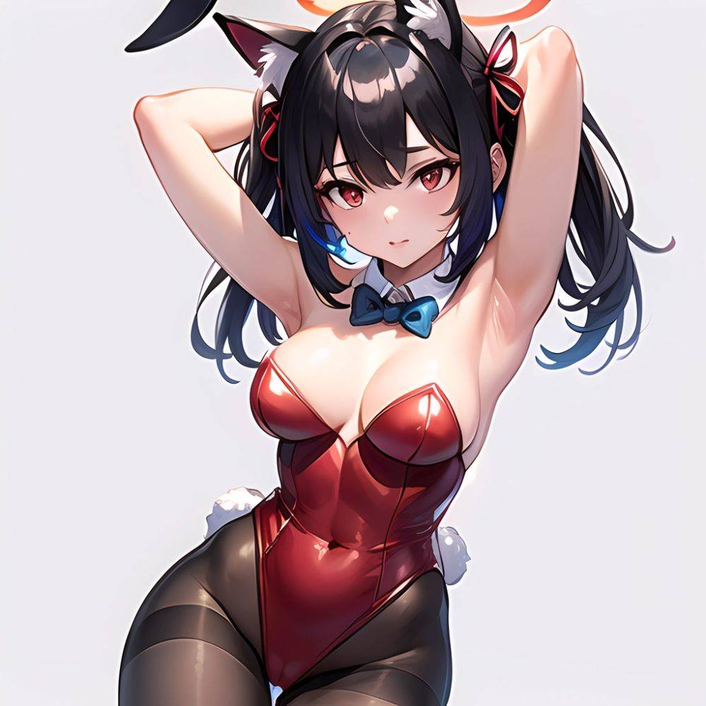 1girl Solo Animal Ears Armpits Black Hair Black Pantyhose Blue Archive Bow Bowtie Cat Ears Colored Inner Hair Coma Light825, 109155252 - AIHentai - #main