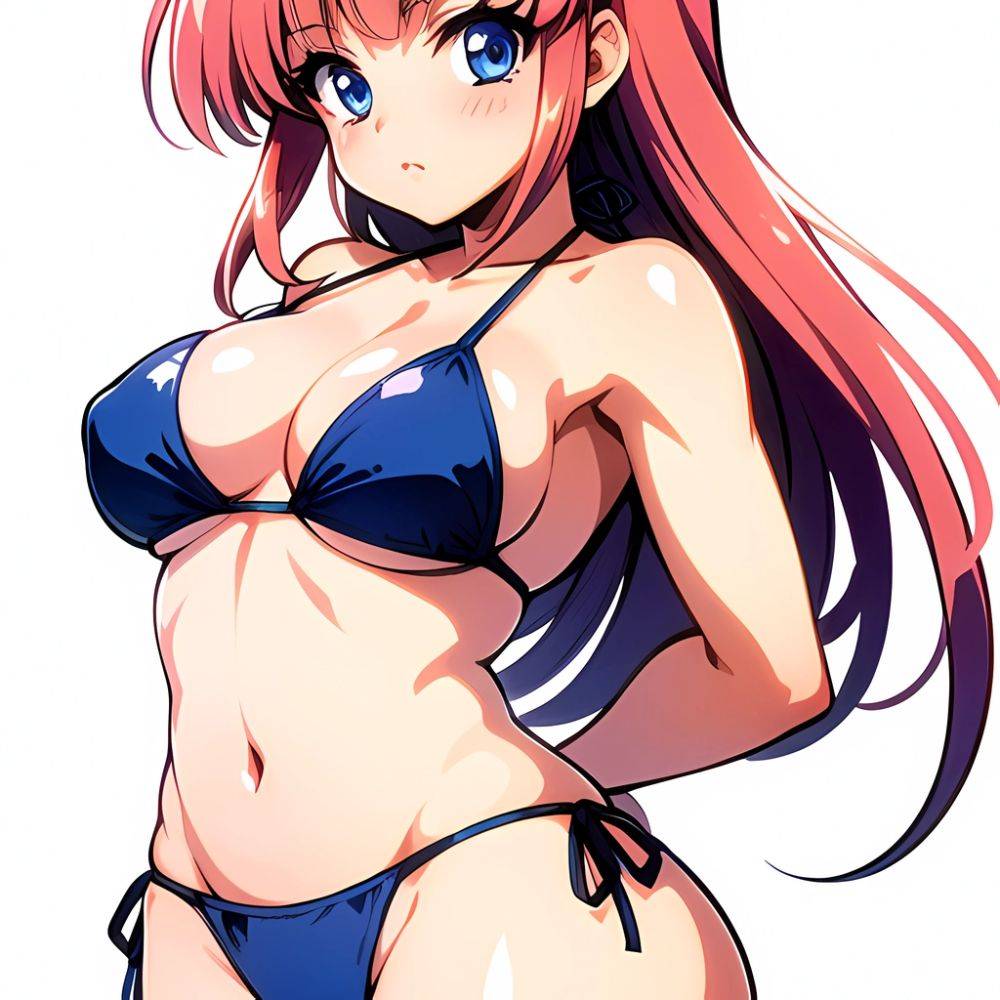 1990s Style 1girl Arms Behind Back 1 4 Bikini Blue Bikini Blue Eyes Cowboy Shot Kokura Masashi Long Hair Looking, 2182348452 - AIHentai - #main