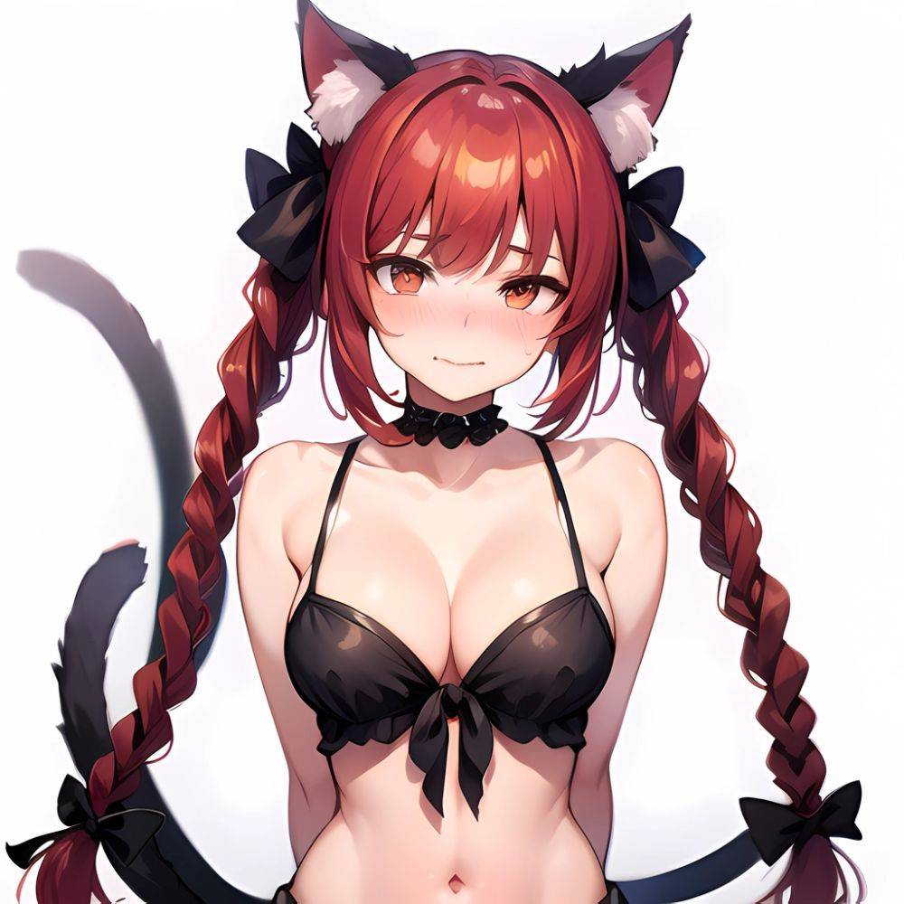 1girl Alternate Costume Animal Ear Fluff Animal Ears Arms Behind Back Bare Shoulders Black Bow Black Ribbon Blush Bow Braid, 4054929896 - AIHentai - #main