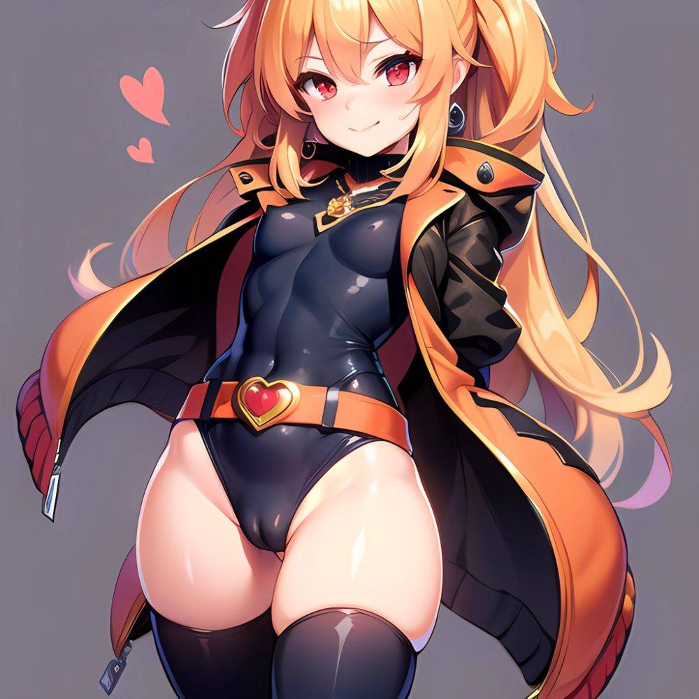 1girl Mature Belt Blush Breasts Cameltoe Gem Heart Highres Hyper Blossom Jacket Jewelry Leotard Long Hair Magical Girl Orange Ha, 2750487168 - AIHentai - #main