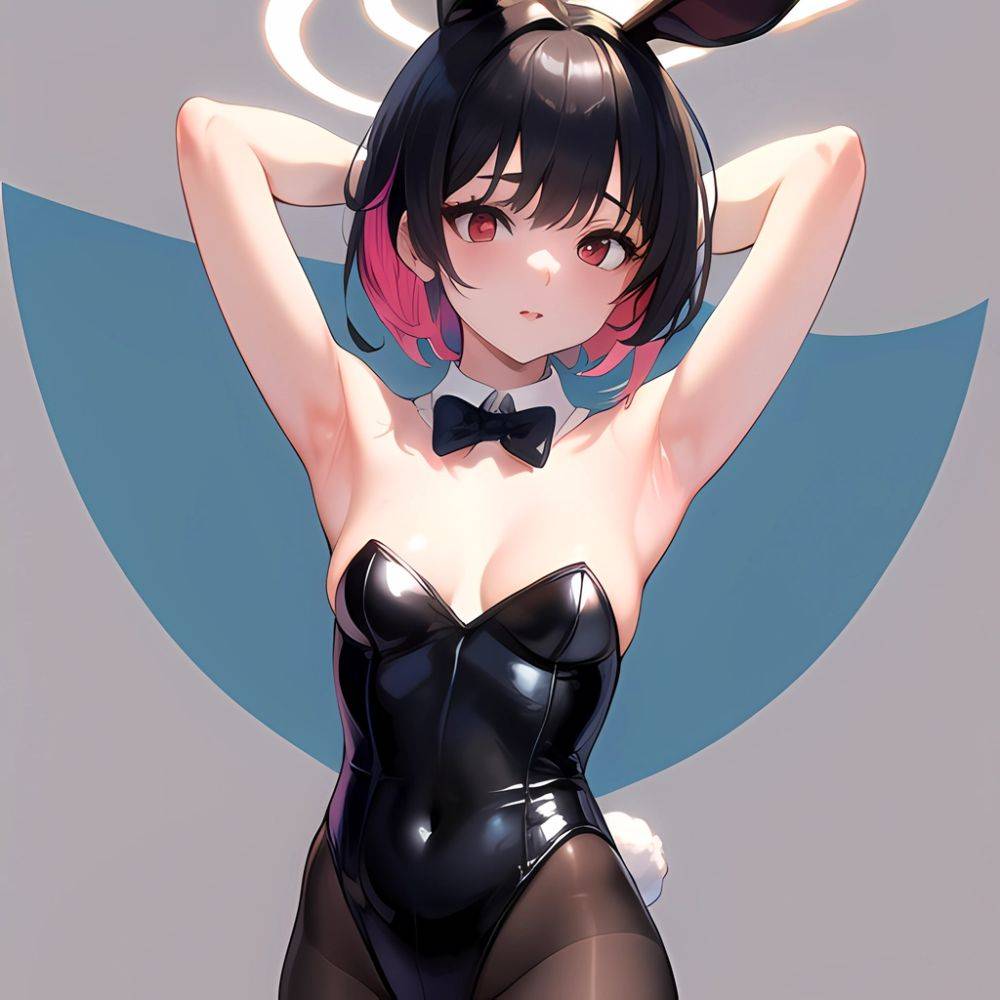 1girl Solo Animal Ears Armpits Black Hair Black Pantyhose Blue Archive Bow Bowtie Cat Ears Colored Inner Hair Coma Light825, 2797187079 - AIHentai - #main