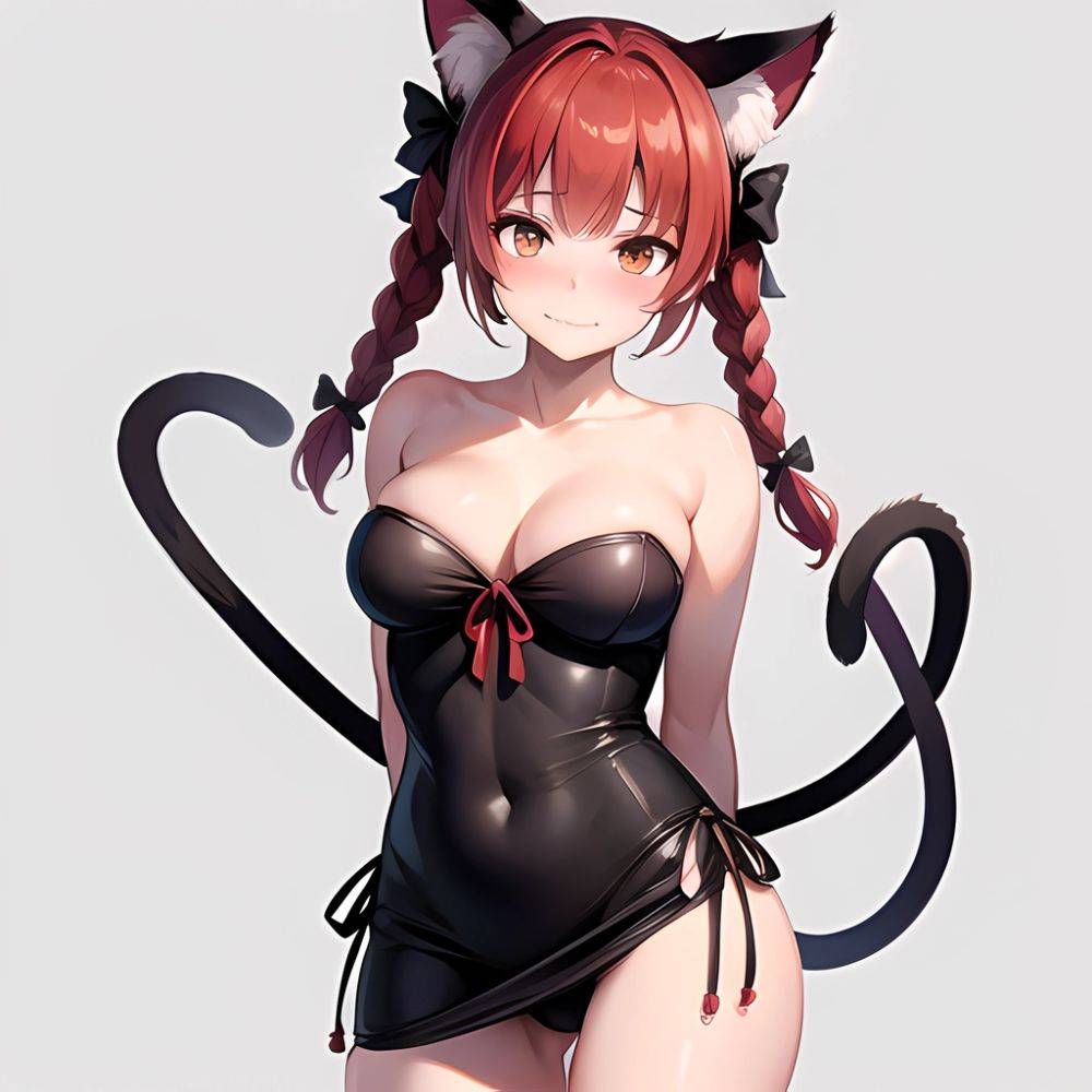 1girl Alternate Costume Animal Ear Fluff Animal Ears Arms Behind Back Bare Shoulders Black Bow Black Ribbon Blush Bow Braid, 500116428 - AIHentai - #main