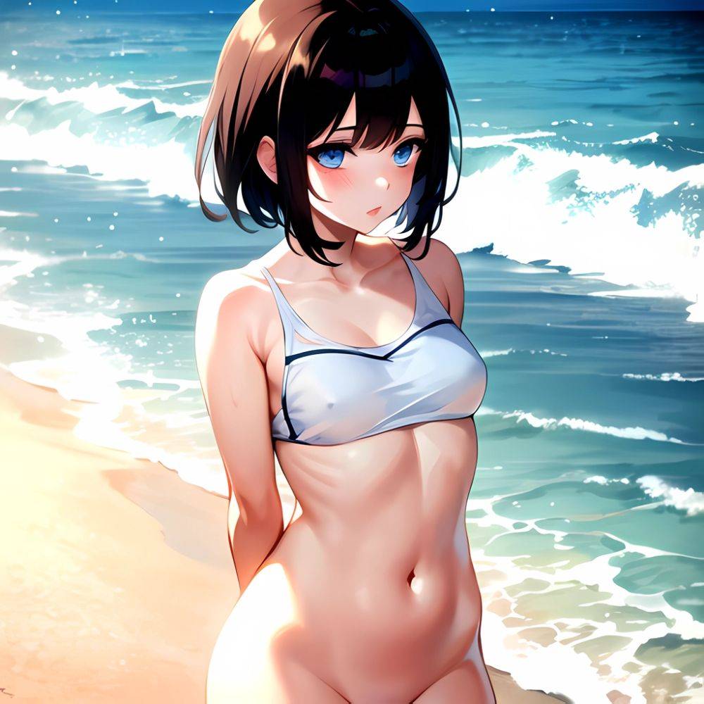 1girl Solo Beach Blue Eyes Naked Arms Behind Back, 1254449479 - AIHentai - #main