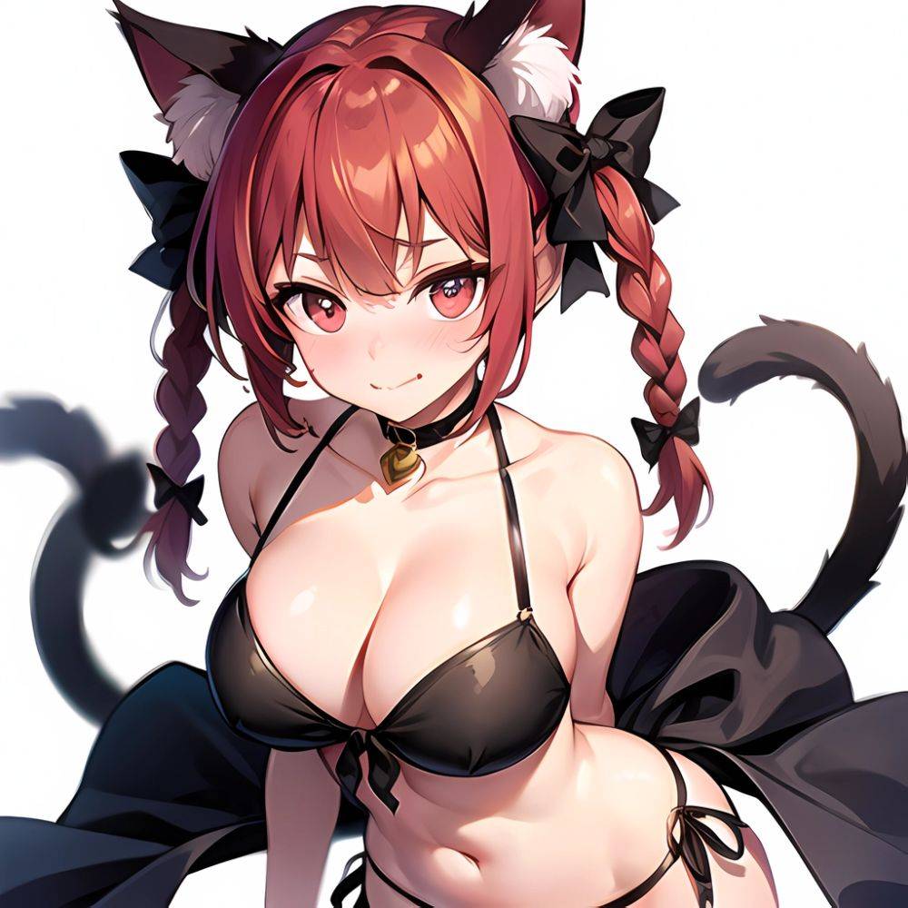 1girl Alternate Costume Animal Ear Fluff Animal Ears Arms Behind Back Bare Shoulders Black Bow Black Ribbon Blush Bow Braid, 2311660881 - AIHentai - #main