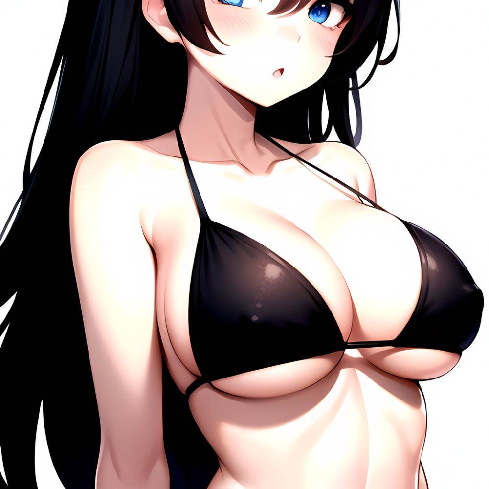 1girl O Absurdres Bikini Black Bikini Black Hair Blue Eyes Breasts Cleavage Collarbone Commentary Request Highres Large Breasts, 918602449 - AIHentai - #main