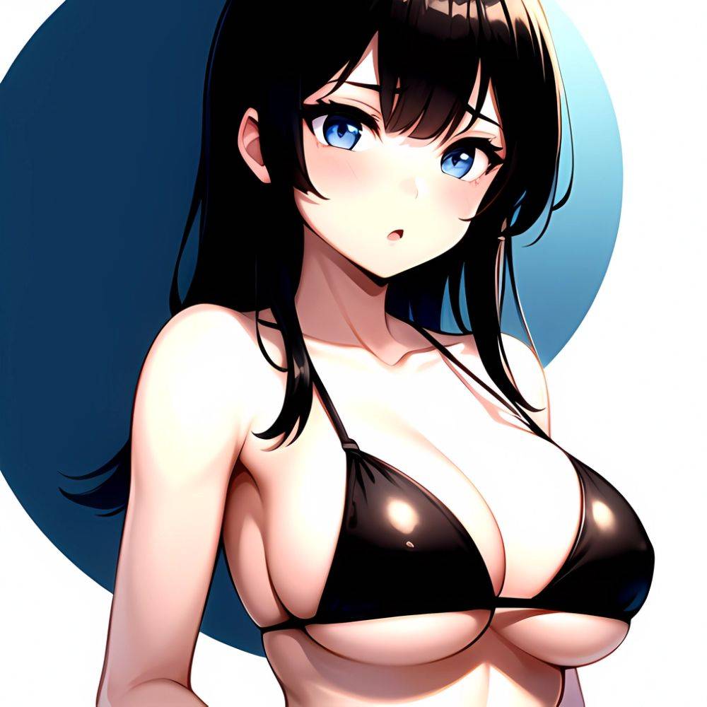 1girl O Absurdres Bikini Black Bikini Black Hair Blue Eyes Breasts Cleavage Collarbone Commentary Request Highres Large Breasts, 1811624955 - AIHentai - #main