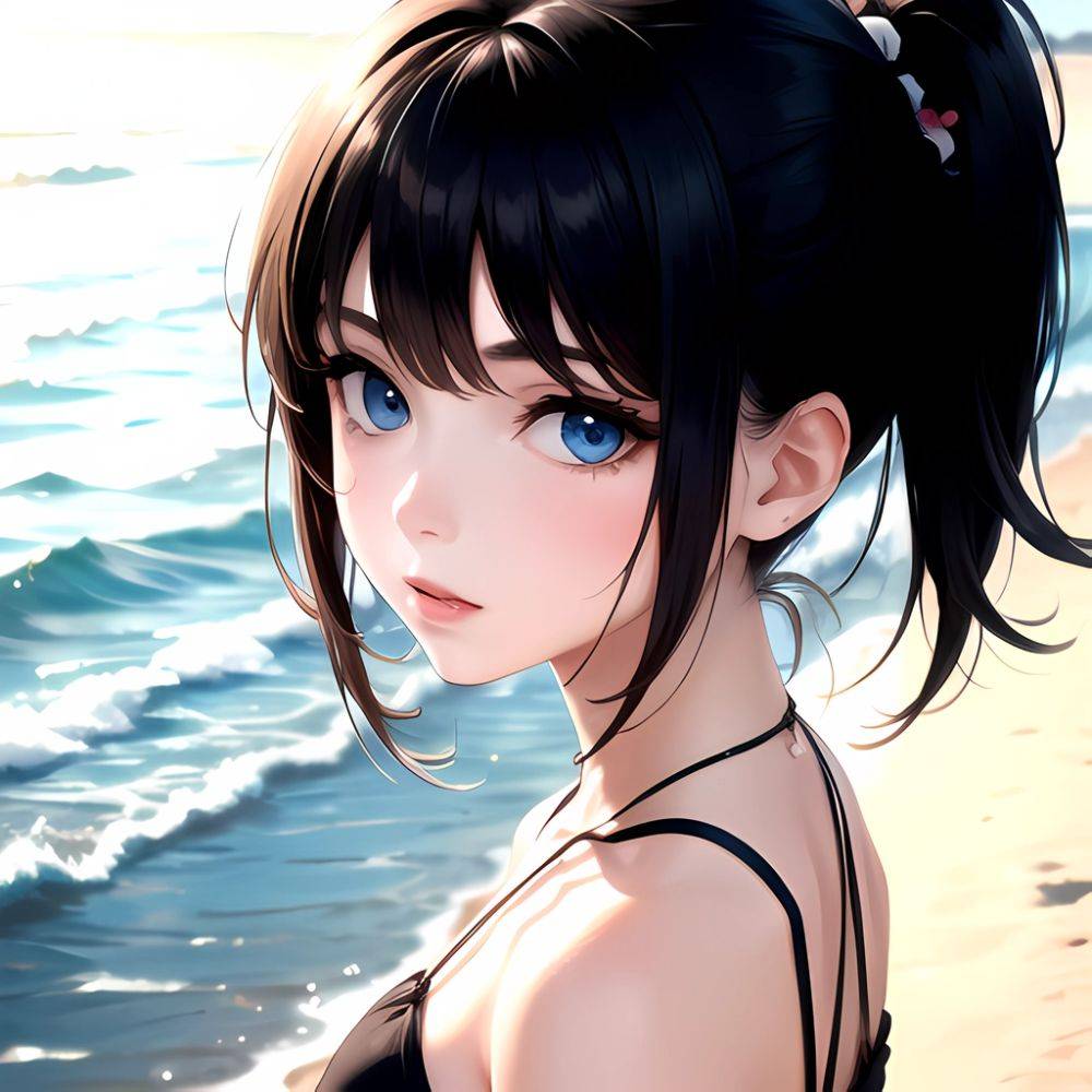 1girl Solo Beach Blue Eyes, 3801853926 - AIHentai - #main