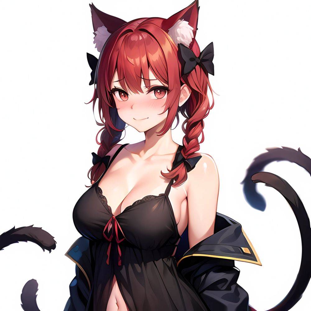 1girl Alternate Costume Animal Ear Fluff Animal Ears Arms Behind Back Bare Shoulders Black Bow Black Ribbon Blush Bow Braid, 730679164 - AIHentai - #main