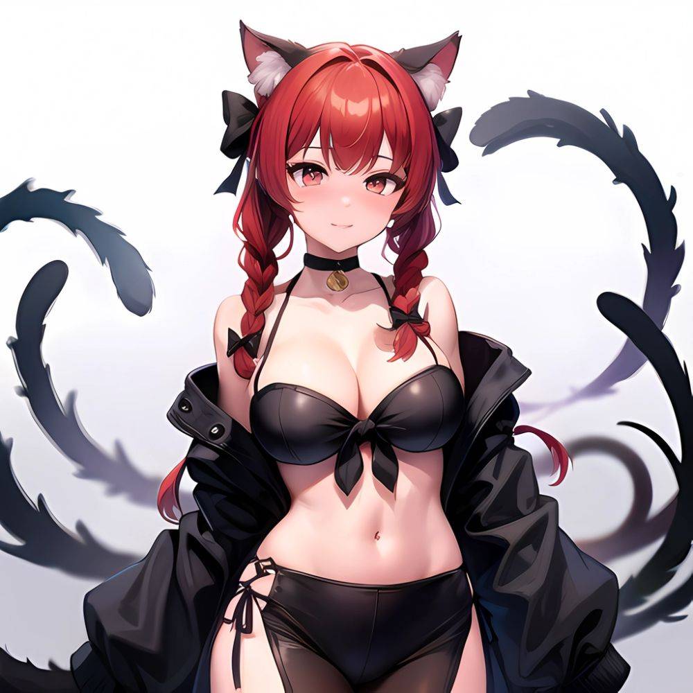 1girl Alternate Costume Animal Ear Fluff Animal Ears Arm Behind Back Bare Shoulders Black Bow Black Ribbon Blush Bow Braid, 2315035481 - AIHentai - #main