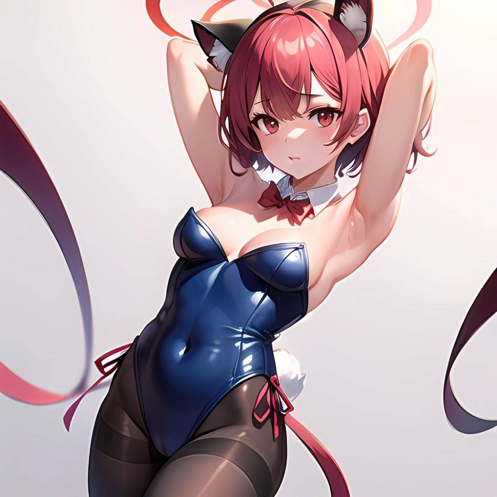 1girl Solo Animal Ears Armpits Black Hair Black Pantyhose Blue Archive Bow Bowtie Cat Ears Colored Inner Hair Coma Light825, 3895497854 - AIHentai - #main