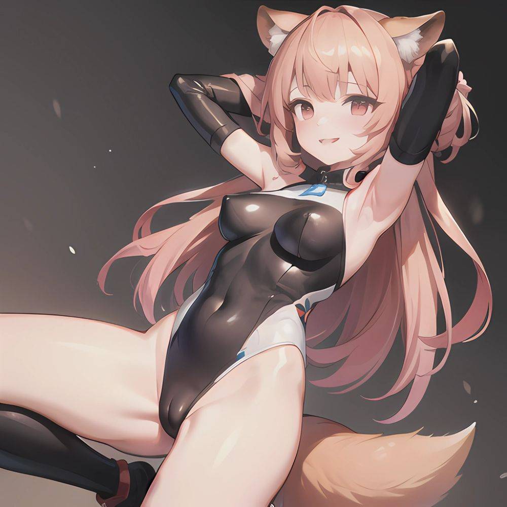 1girl Absurdres Animal Ear Fluff Animal Ears Arknights Arms Behind Head Chest Armor Covered Navel Gravel Arknights Highleg Highl, 1080794652 - AIHentai - #main
