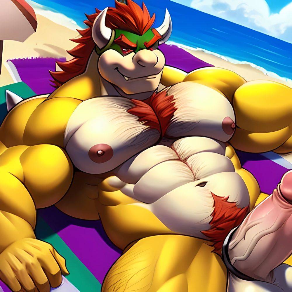 Bowser Laying On The Beach Yellow Skin Laying On A Towel Nude Beach Sunglasses Big Balls Uncircumcised Penis Nipples Veiny, 1520760247 - AIHentai - #main