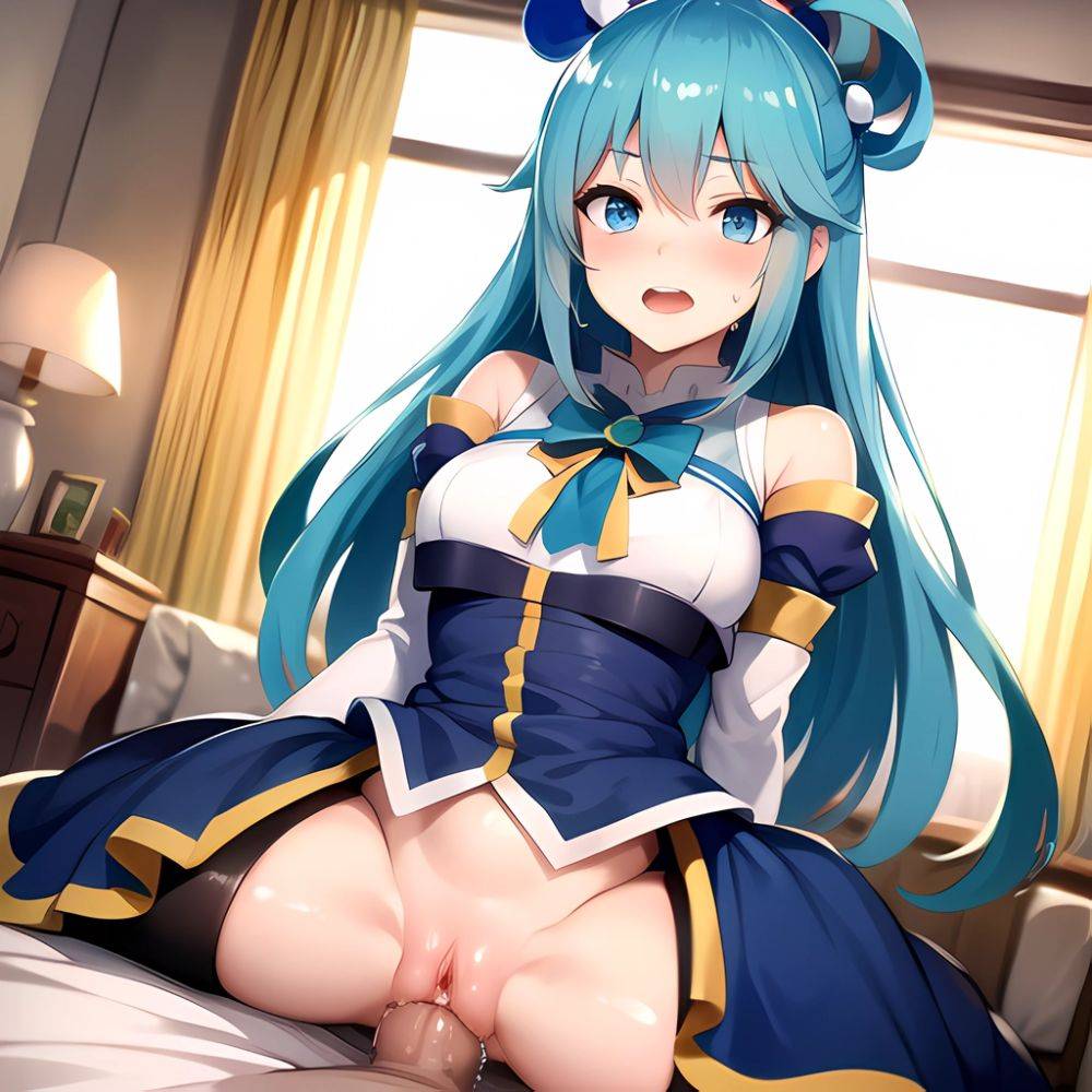 Absurdres Ai Generated Anus Aqua Konosuba Bedroom Blue Eyes Blue Hair Cowgirl Position Highres Looking At Viewer On Bed Penis, 2327338442 - AIHentai - #main