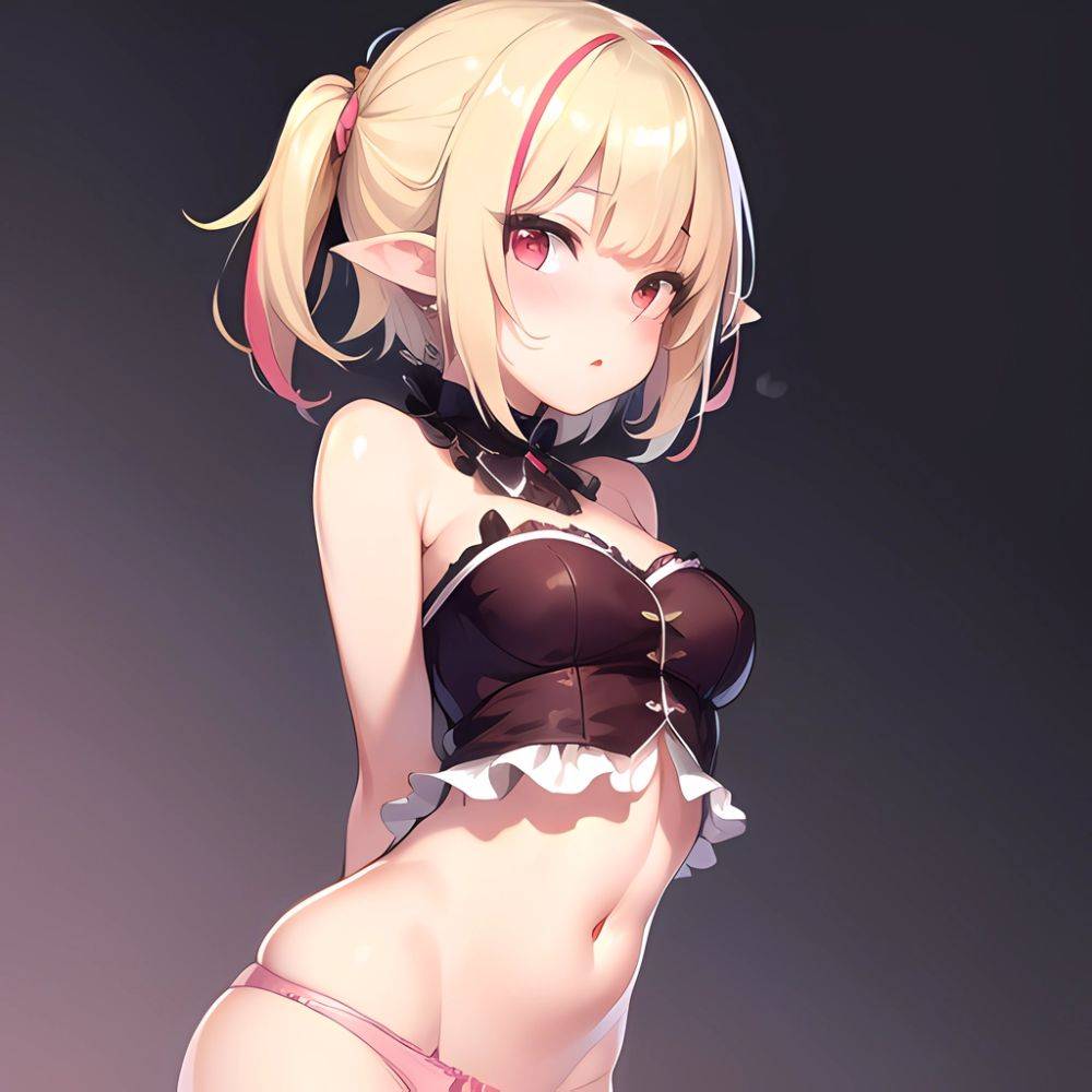 1girl Blonde Hair Frilled Panties Frills Highres Hip Bones Looking At Viewer Makaino Ririmu Multicolored Hair Navel Nijisanji No, 2976190615 - AIHentai - #main