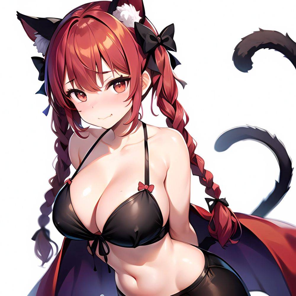 1girl Alternate Costume Animal Ear Fluff Animal Ears Arms Behind Back Bare Shoulders Black Bow Black Ribbon Blush Bow Braid, 2614109227 - AIHentai - #main