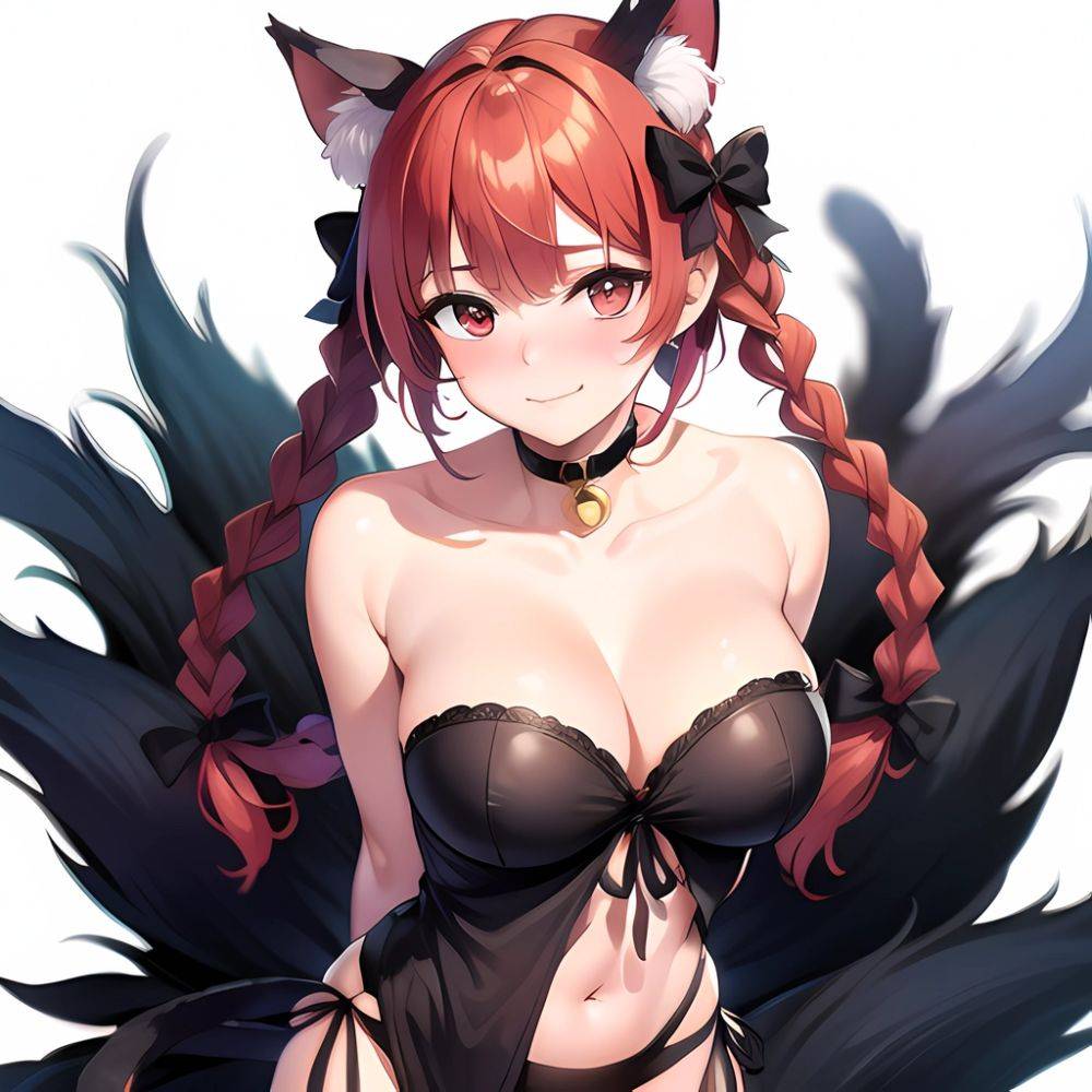 1girl Alternate Costume Animal Ear Fluff Animal Ears Arms Behind Back Bare Shoulders Black Bow Black Ribbon Blush Bow Braid, 1016931528 - AIHentai - #main