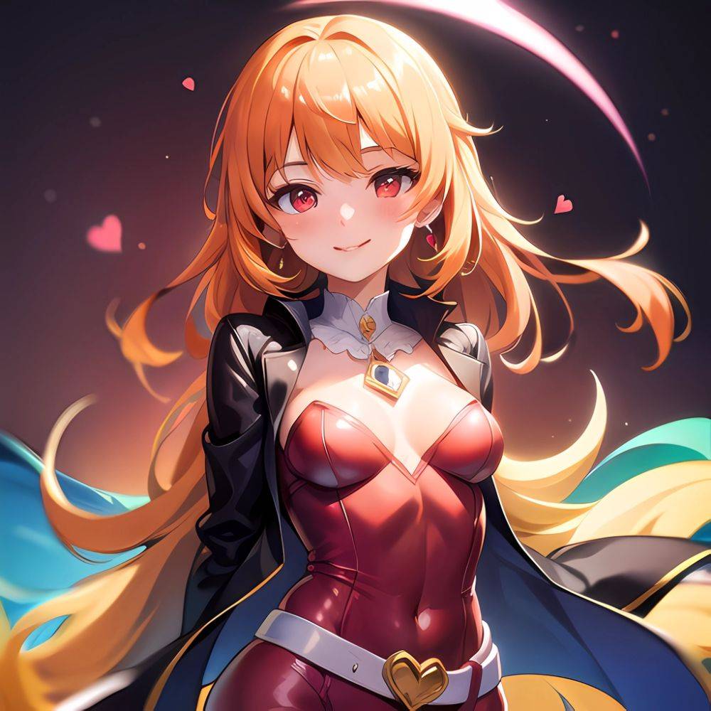1girl Mature Belt Blush Breasts Cameltoe Gem Heart Highres Hyper Blossom Jacket Jewelry Leotard Long Hair Magical Girl Orange Ha, 1345520663 - AIHentai - #main