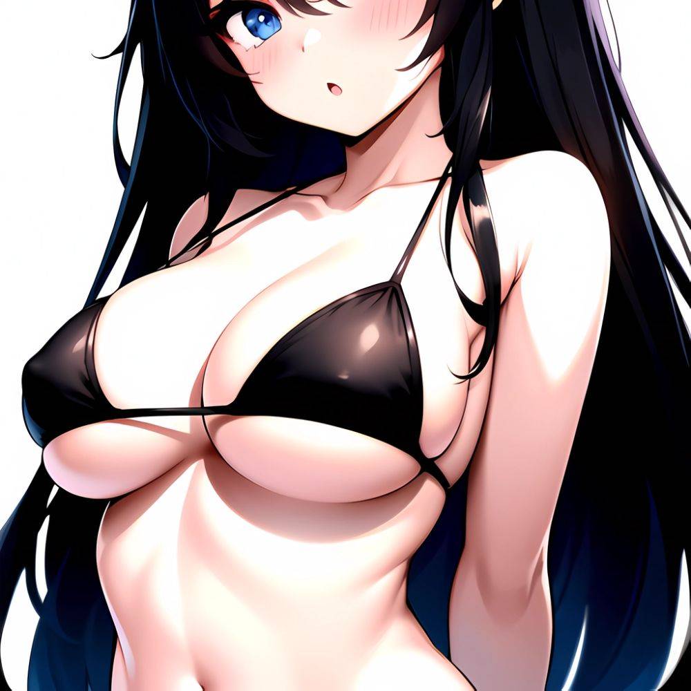 1girl O Absurdres Bikini Black Bikini Black Hair Blue Eyes Breasts Cleavage Collarbone Commentary Request Highres Large Breasts, 3754512143 - AIHentai - #main