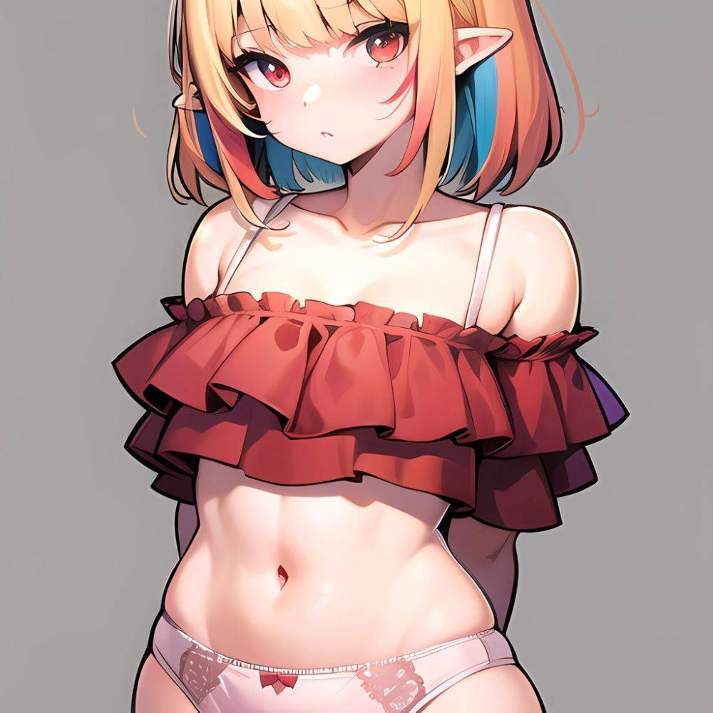 1girl Blonde Hair Frilled Panties Frills Highres Hip Bones Looking At Viewer Makaino Ririmu Multicolored Hair Navel Nijisanji No, 1732837650 - AIHentai - #main