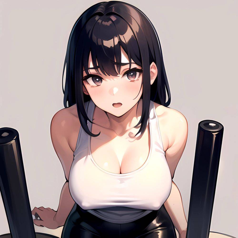 1girl Solo Tank Top Leggings Standing Fully Clothed Pov Simple Background, 3898084159 - AIHentai - #main