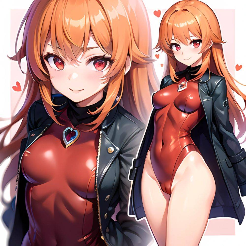 1girl Mature Belt Blush Breasts Cameltoe Gem Heart Highres Hyper Blossom Jacket Jewelry Leotard Long Hair Magical Girl Orange Ha, 3811370826 - AIHentai - #main