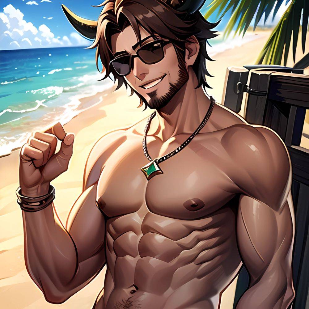 Naked Penis Dick Abs Atlas Vos Bara Beach Bracelet Brown Eyes Brown Hair Bulge Collarbone Commission Cow Horns Solo 1guy, 3011966667 - AIHentai - #main