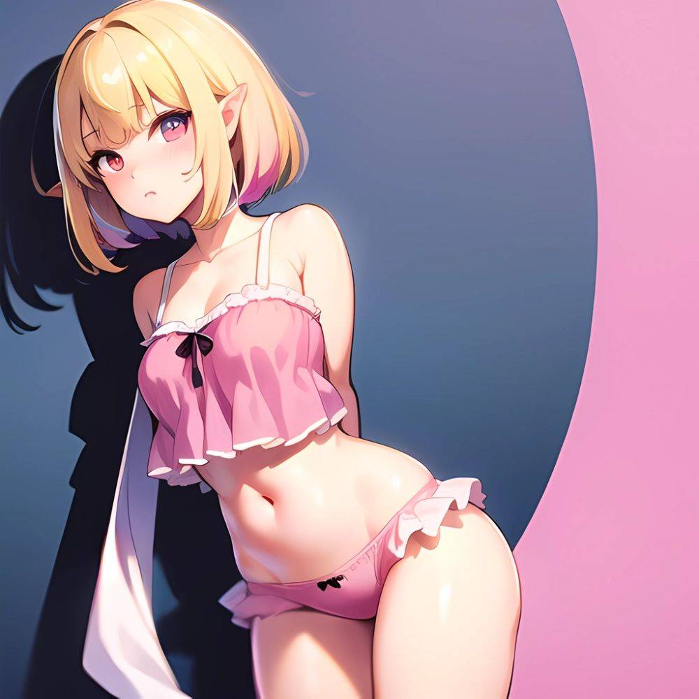 1girl Blonde Hair Frilled Panties Frills Highres Hip Bones Looking At Viewer Makaino Ririmu Multicolored Hair Navel Nijisanji No, 657543507 - AIHentai - #main