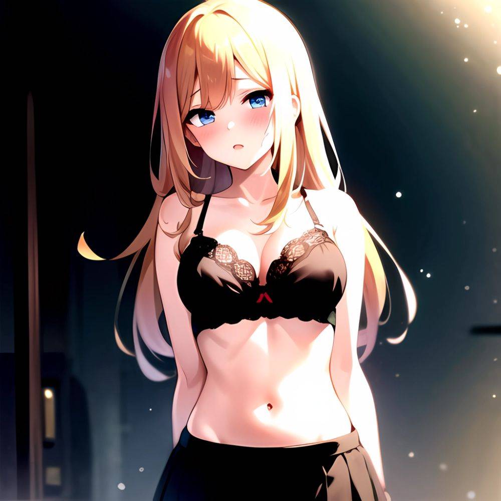 1girl Blonde Hair Blue Eyes Black Bra Blush Breasts Go Toubun No Hanayome Miku Day Nakano Miku Arms Behind Back, 3936389466 - AIHentai - #main