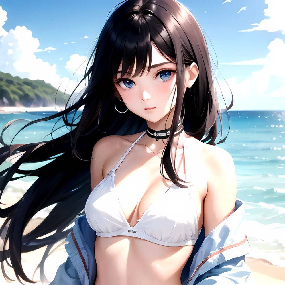 1girl Solo Beach Blue Eyes, 4277335058 - AIHentai - #main