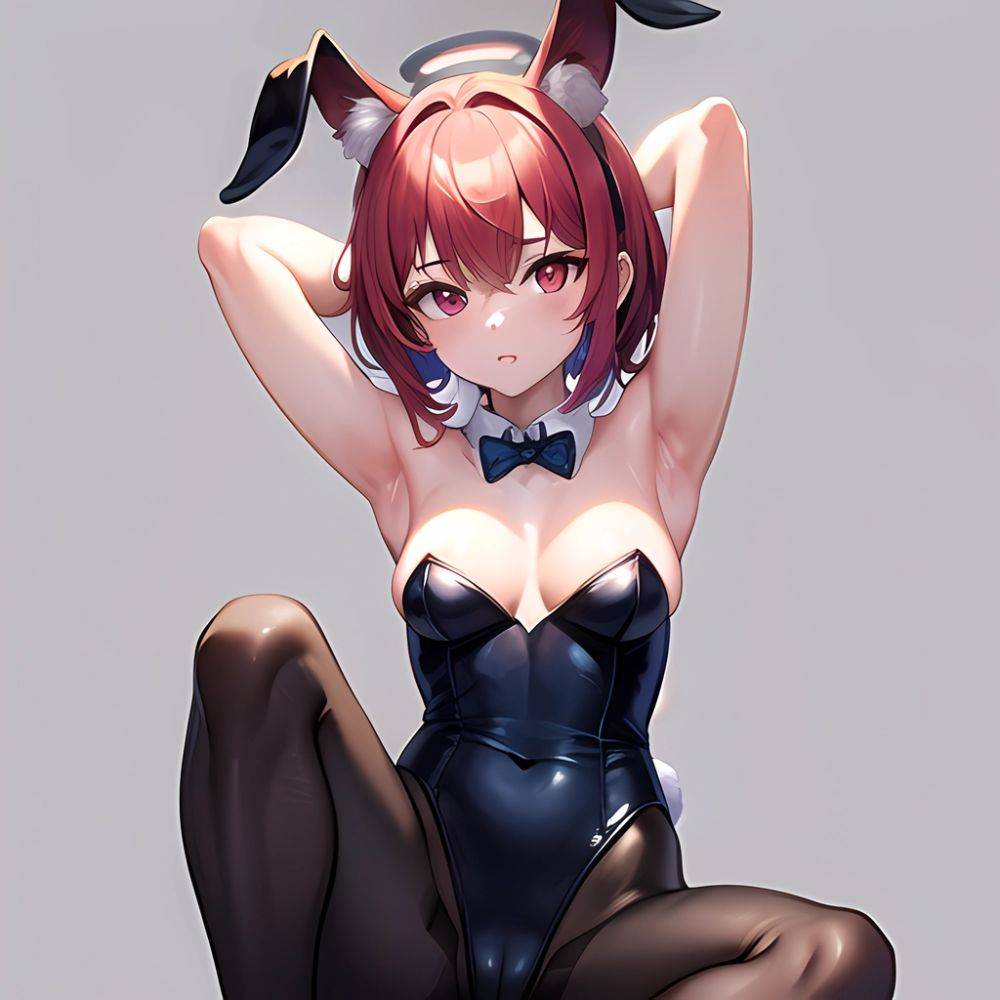 1girl Solo Animal Ears Armpits Black Hair Black Pantyhose Blue Archive Bow Bowtie Cat Ears Colored Inner Hair Coma Light825, 2417588902 - AIHentai - #main