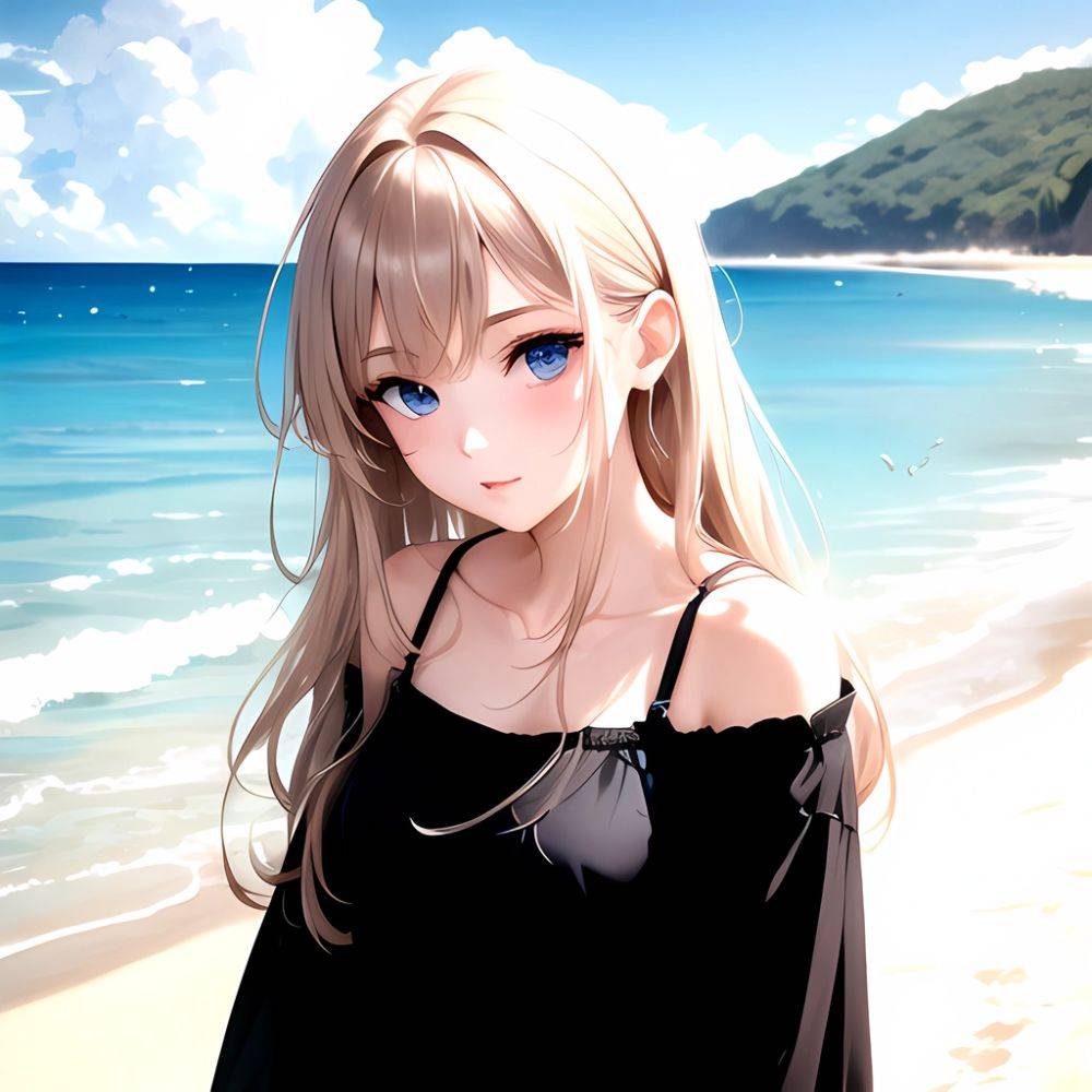 1girl Solo Beach Blue Eyes, 1798178490 - AIHentai - #main