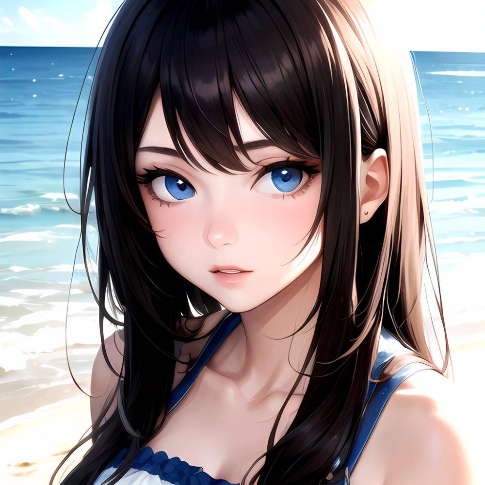 1girl Solo Beach Blue Eyes, 2523895449 - AIHentai - #main