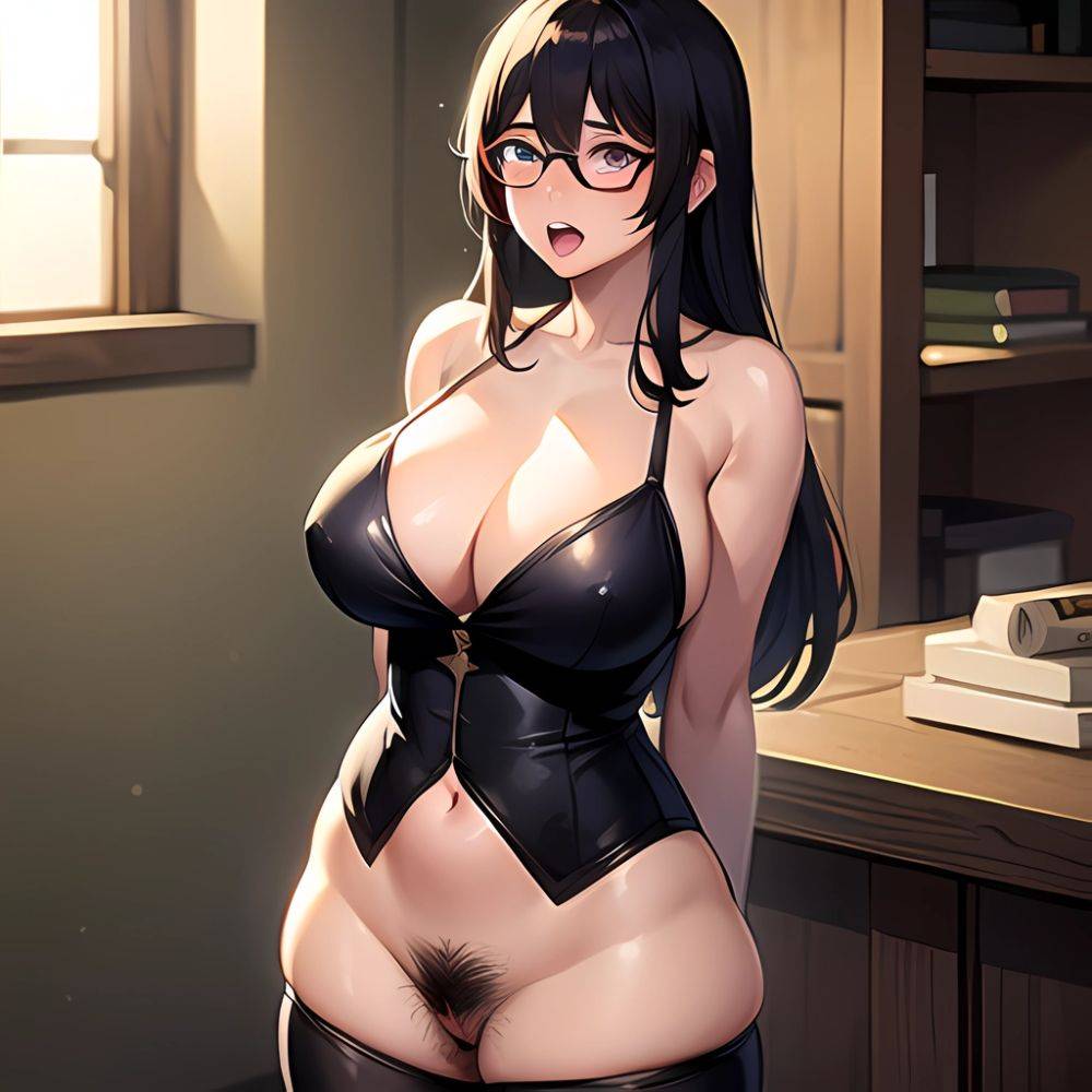 1girl Ahegao Breasts Butcherboy Fucked Silly Glasses Huge Breasts Pubic Hair Solo Arms Behind Back, 174449587 - AIHentai - #main