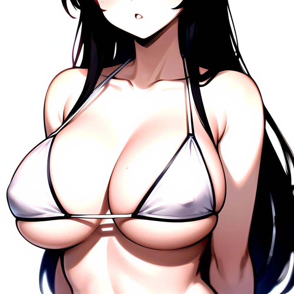 1girl O Absurdres Bikini White Bikini Black Hair Blue Eyes Breasts Cleavage Collarbone Commentary Request Highres Large Breasts, 1325020455 - AIHentai - #main