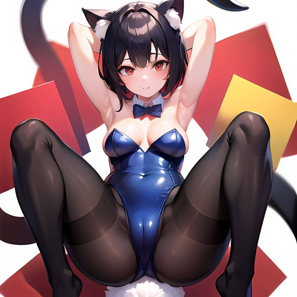 1girl Solo Animal Ears Armpits Black Hair Black Pantyhose Blue Archive Bow Bowtie Cat Ears Colored Inner Hair Coma Light825, 2652719996 - AIHentai - #main