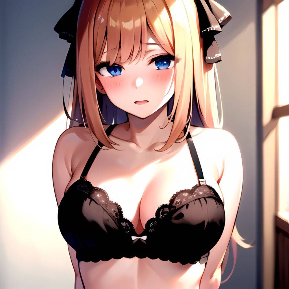 1girl Blonde Hair Blue Eyes Black Bra Blush Breasts Go Toubun No Hanayome Miku Day Nakano Miku Arms Behind Back, 1820679801 - AIHentai - #main