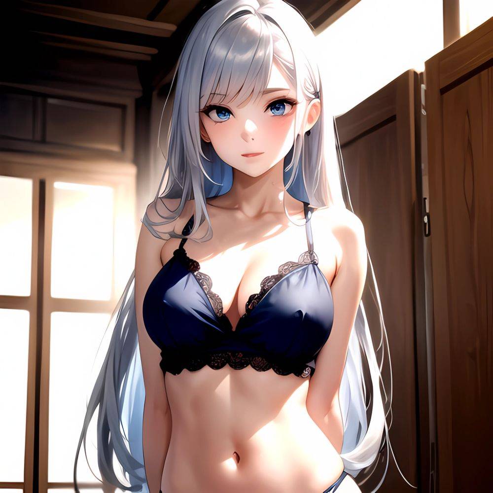 1girl Sexy Blue Eyes Silver Hair Arms Behind Back Facing The Camera Looking At The Camera, 28729147 - AIHentai - #main